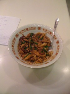 7 stirfried mushrooms on rice